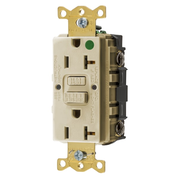 Heavy Duty Hospital Grade AUTOGUARD Self-Test GFCI Receptacle (Assembled In USA), 20A, Ivory